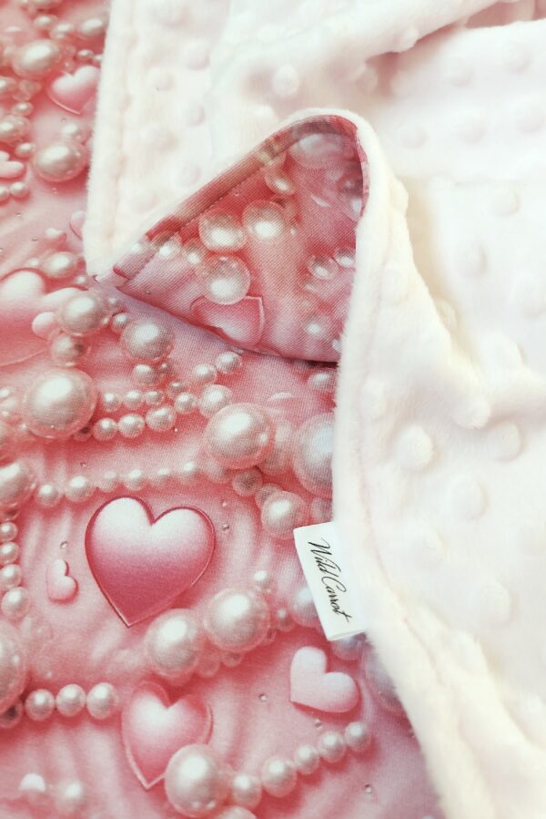 baby blanket minky jersey hearts pearls